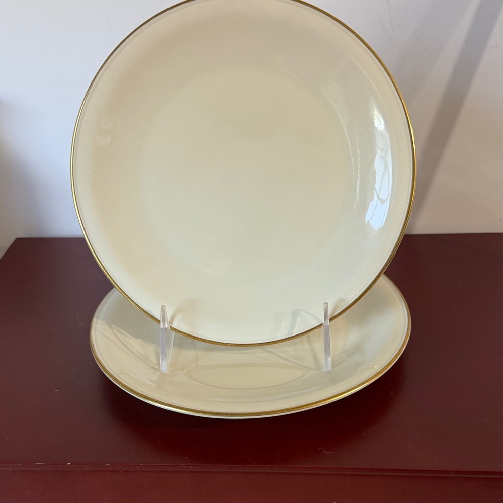 Antique furstrnberg Germany 2 salad plate Cream Dinner Plate with Gold Rim 7.5” - Picture 2 of 4